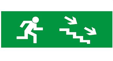 Пиктограмма "выход вниз по лестнице направо" 260х100мм
